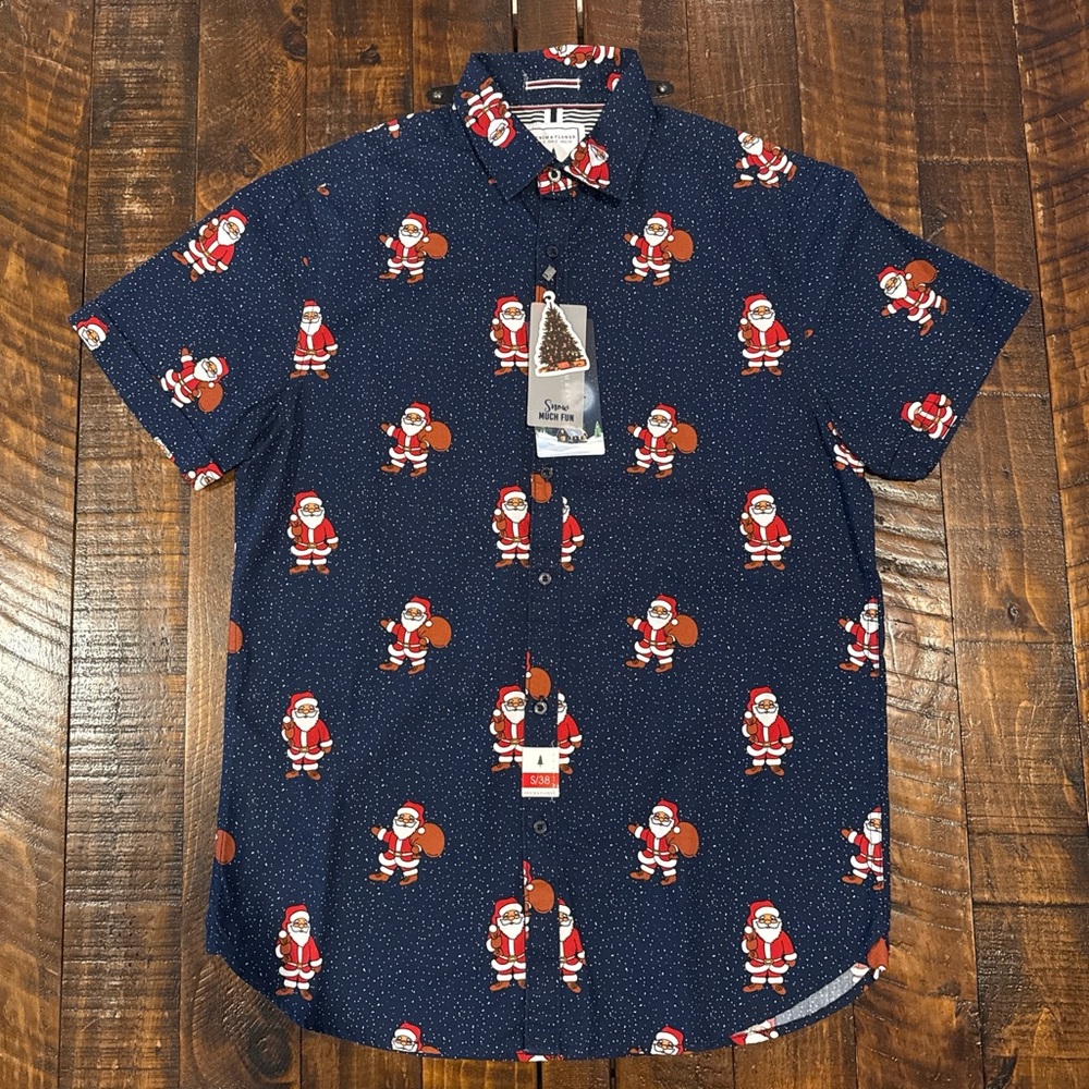 Denim & Flower Ricky Singh Snow Much Fun Short Sleeve Button Down Shirt